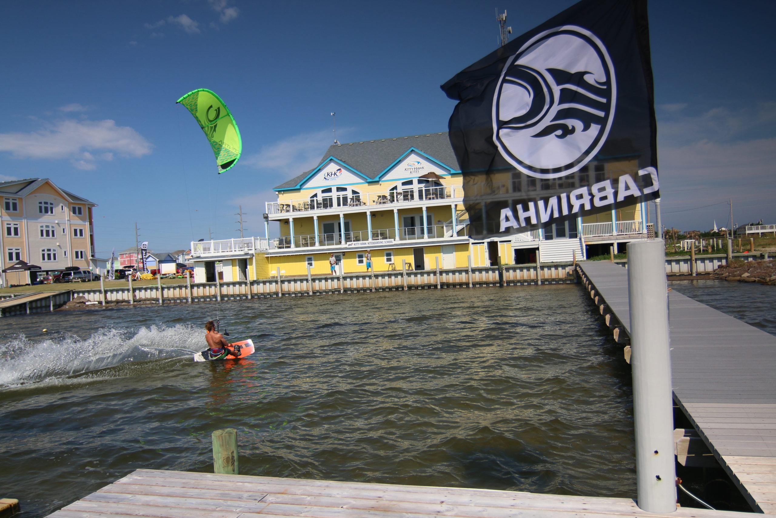 A kitesurfer on the sound side of the Outer Banks of North Carolina