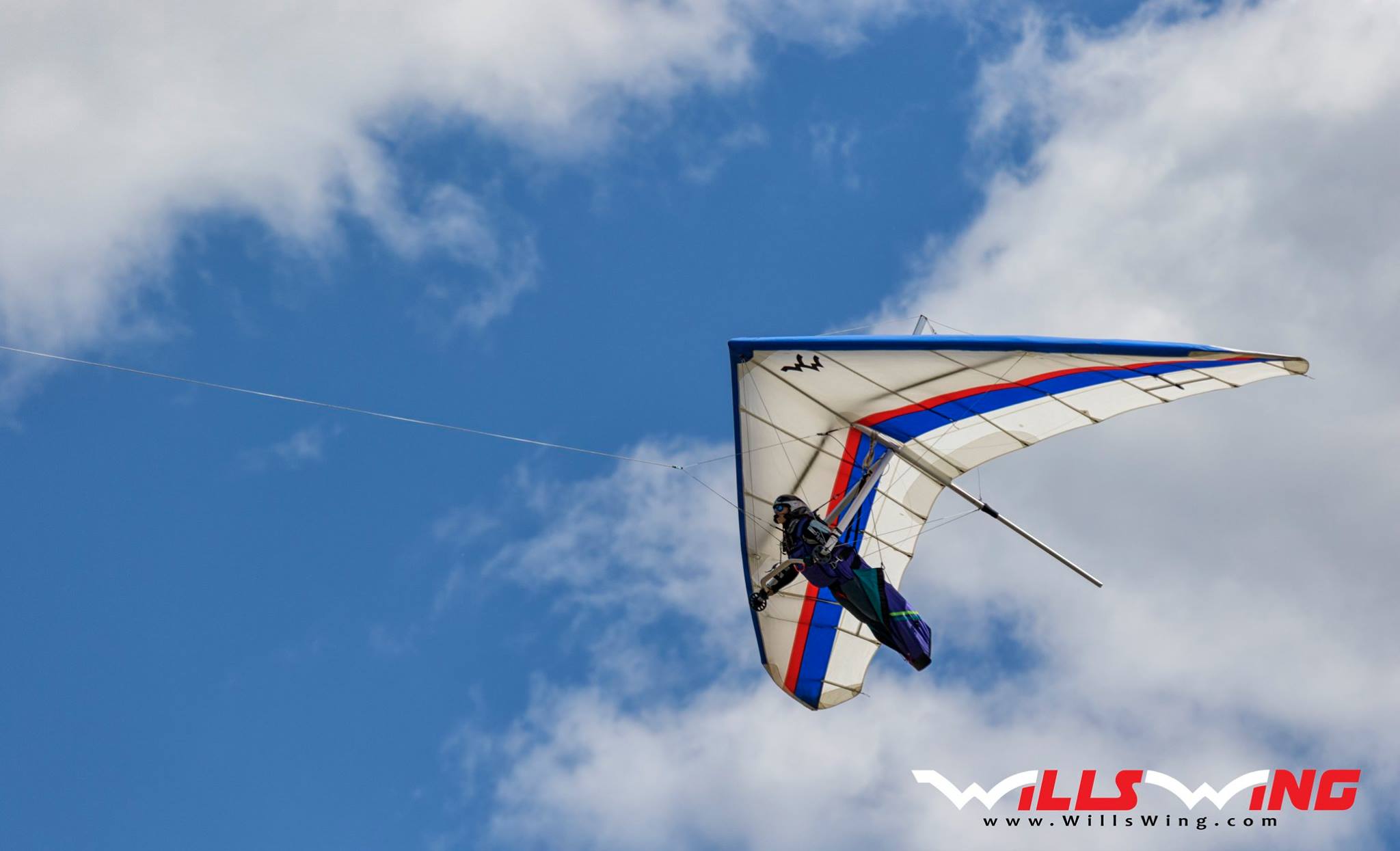 Sara Weaver hang gliding in a competition