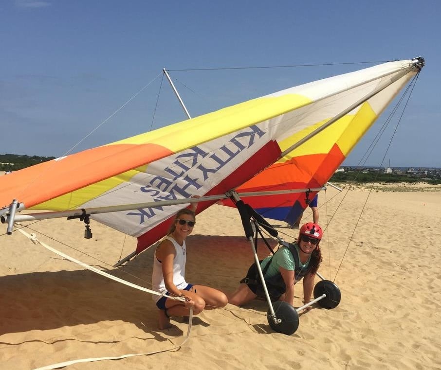 Sara Weaver teaching hang gliding at Jockey's Ridge