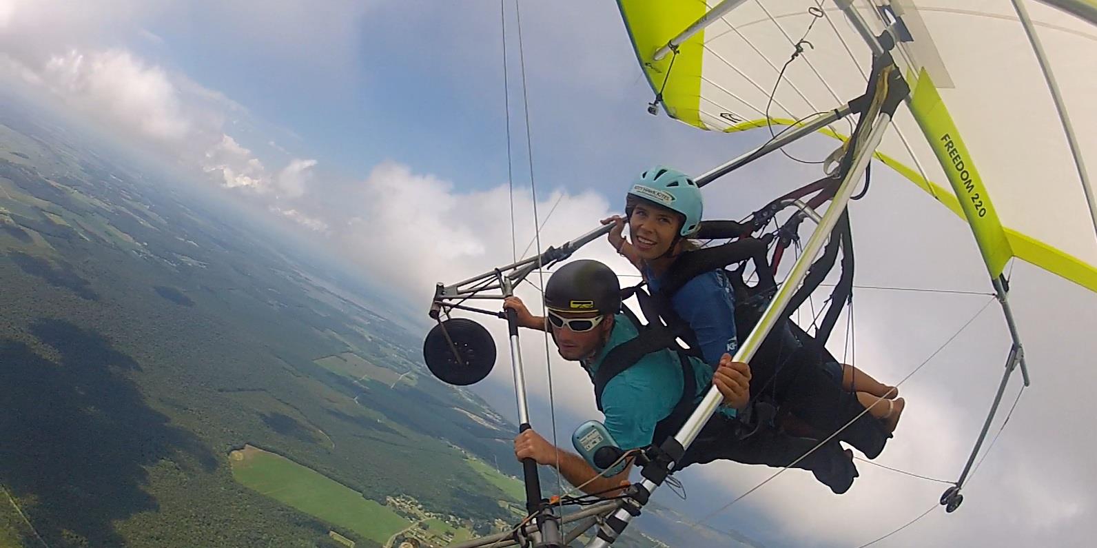 Sara Weaver on a tandem training flight