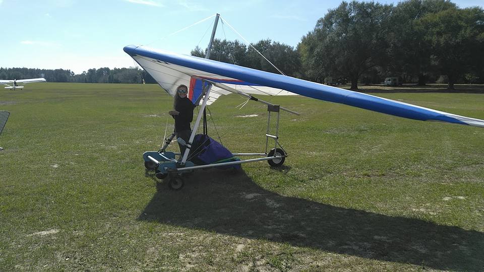 Sara Weaver waiting to launch her hang glider
