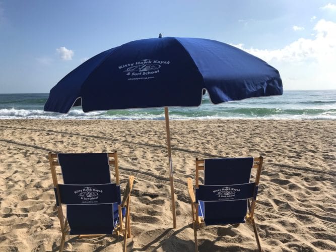 Umbrellas, Chairs & Tent Beach Setup