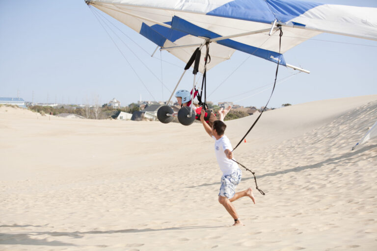 A kids hang gliding lesson