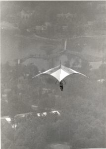 02_JH-GrandfatherMntn-flight_1974 John Harris hang gliding at Grandfather Mountain