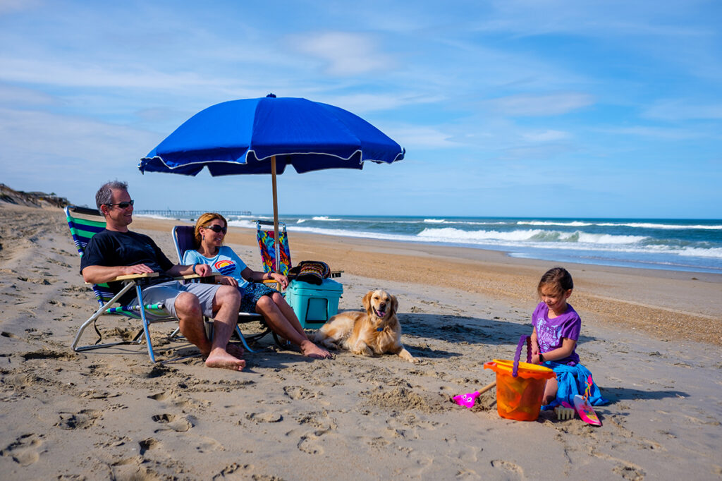 family beach set up