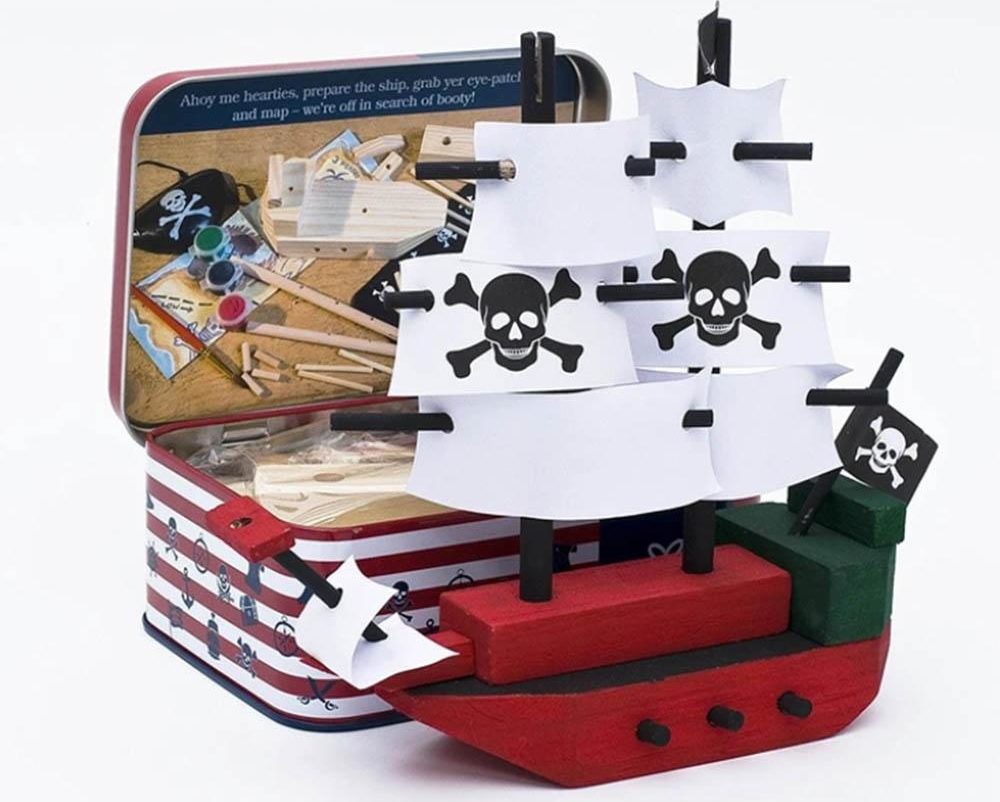 Pirate ship in a tin craft kit