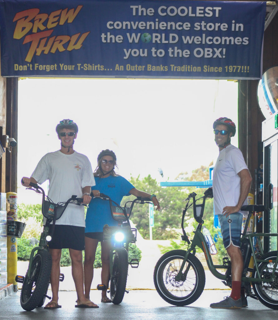 E-bike through town for a drink
